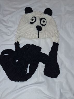 Knit Panda Black and White Winter Stocking Cap